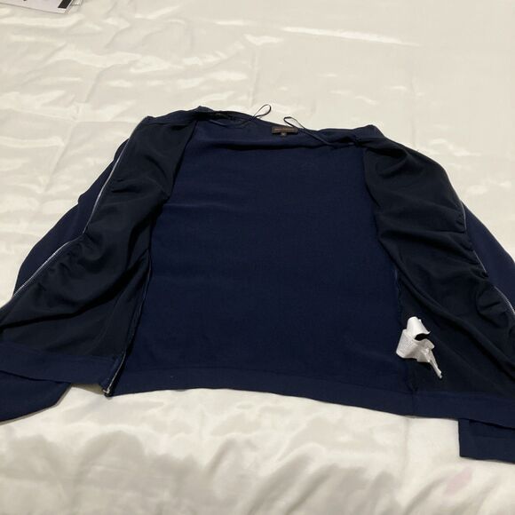 Adolfo Dominguez Shacket Jacket Full Zip Navy Blue Ruched Lightweight Women’s M - Picture 4 of 8
